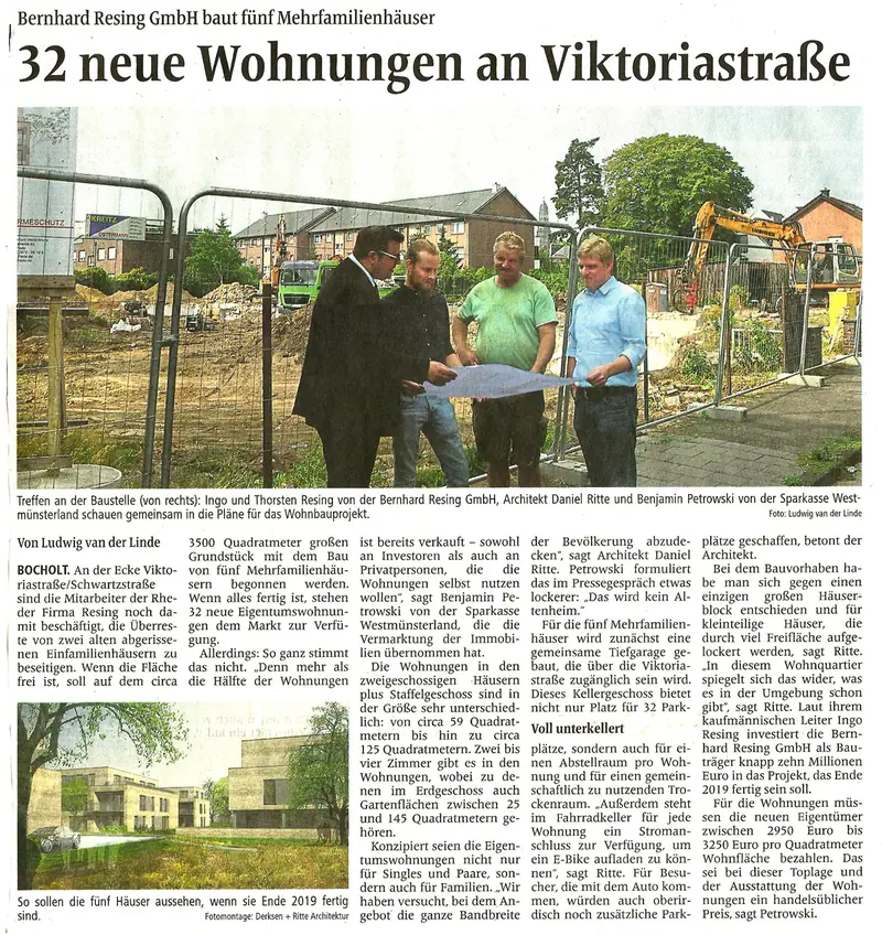 Pressebericht im BBV vom 28.08.2018 zum Neubau Viktoriastraße